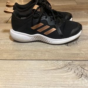 Adidas Girls Size 12 Black and Rose Gold Running Shoes